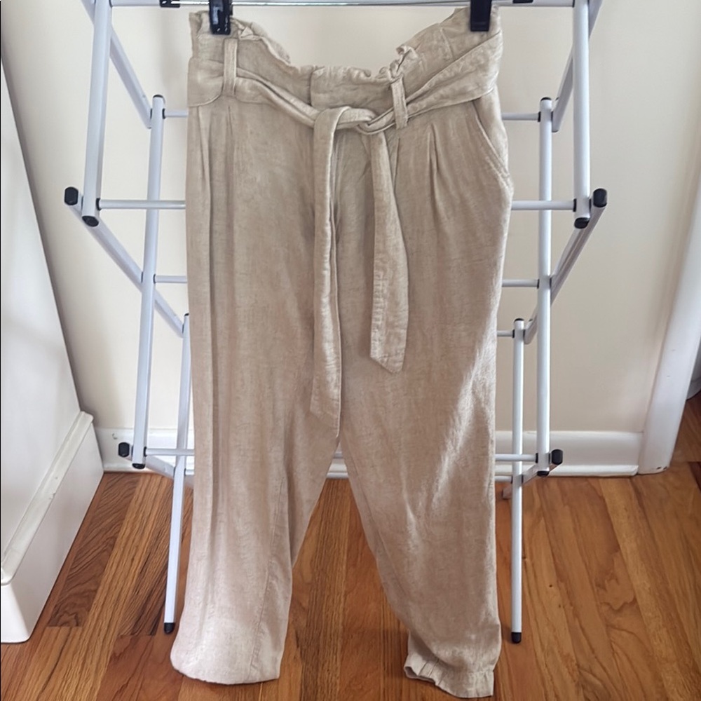 LOFT Beige Tie-Waist Pants